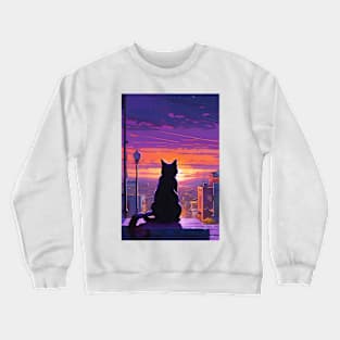 Cat in the sunset Crewneck Sweatshirt